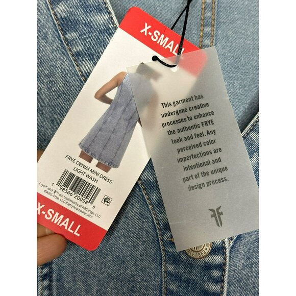 Frye Ladies Denim Mini Dress Size Large Light Wash Sleeveless XS NWT - Picture 8 of 12